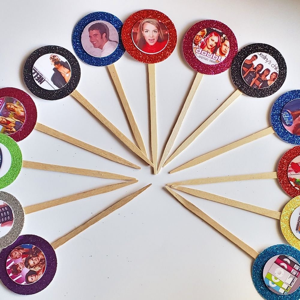 I love the 2000 y2k cupcake toppers party supplies